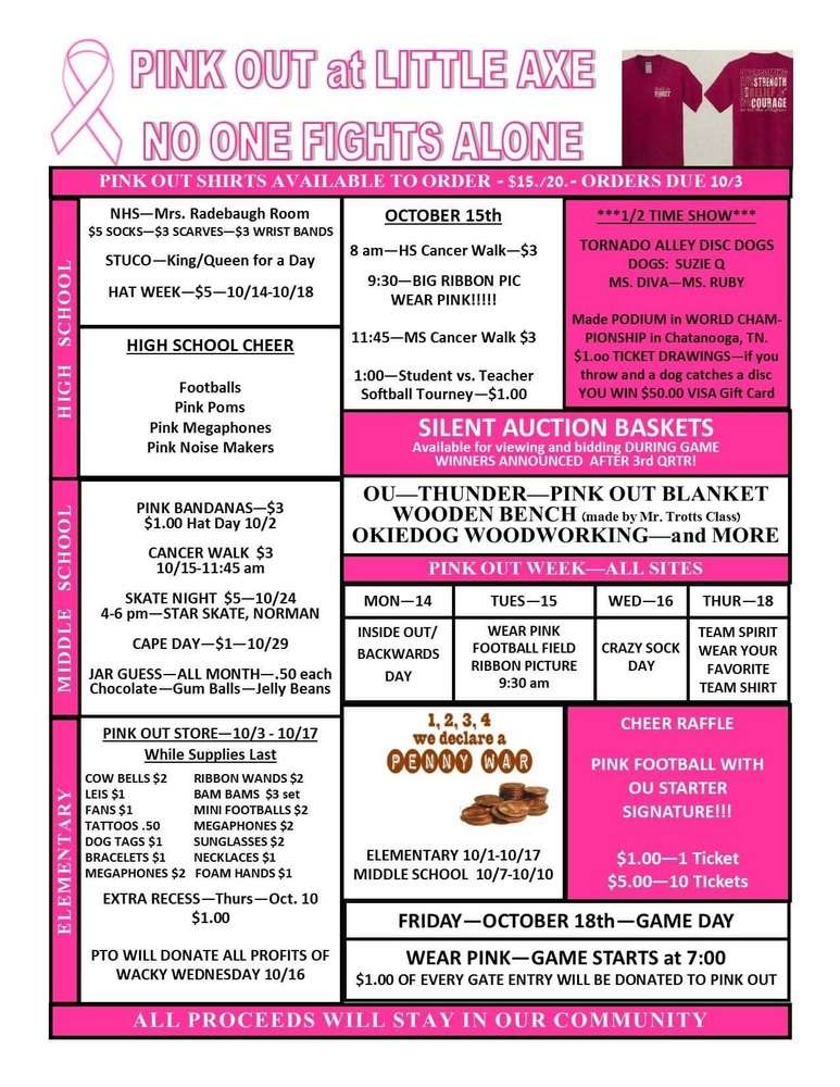 ​Activities for Pink Out Week.